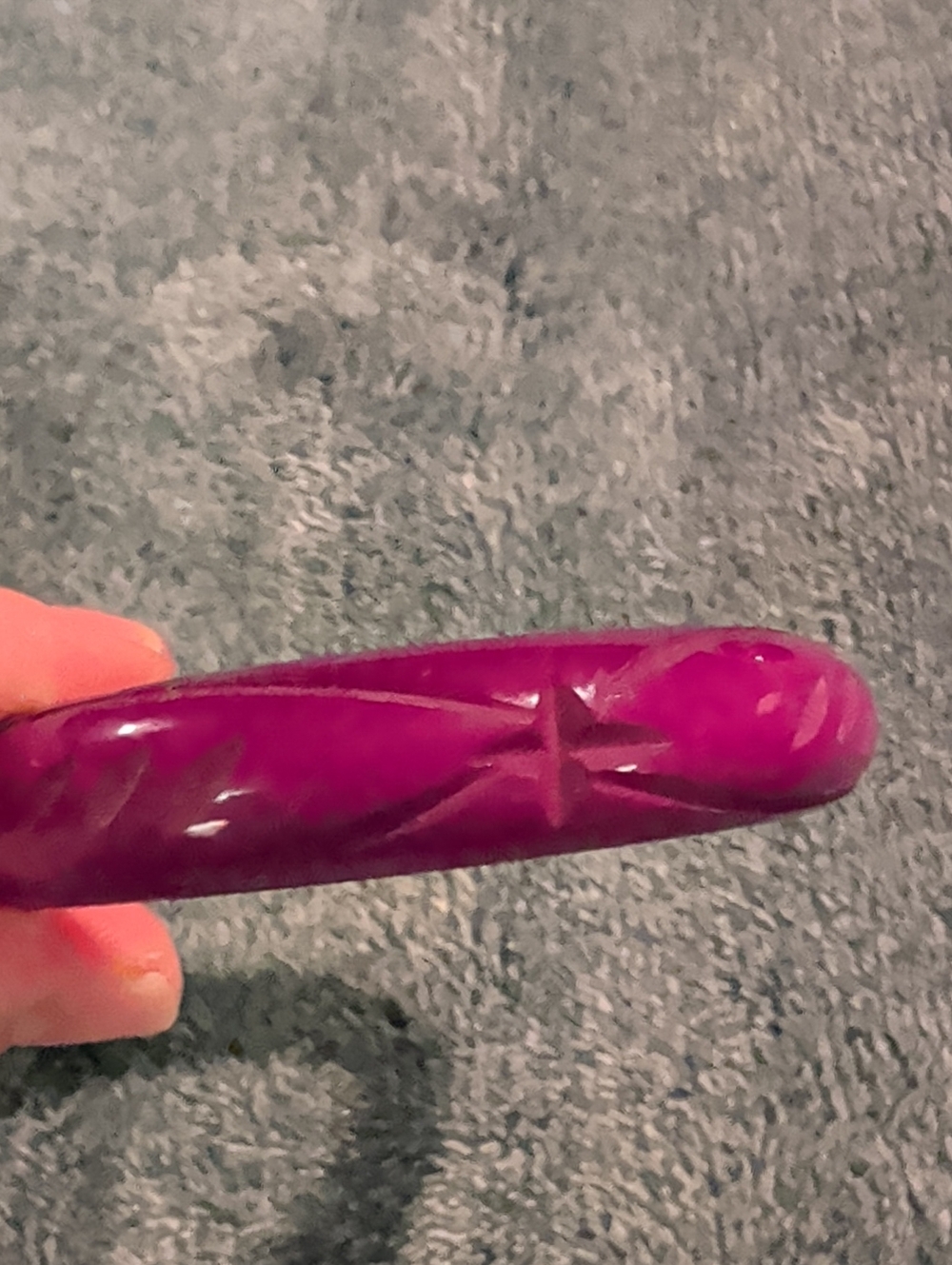 Carved Purple Resin Bangle Bracelet